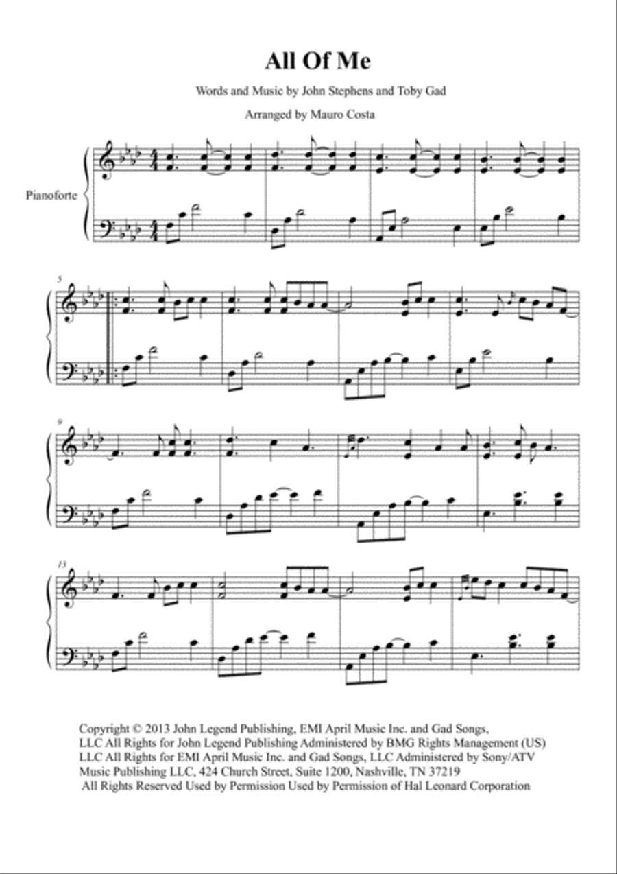 All Of Me All Of Me Piano Solo scores gallery preview page 1