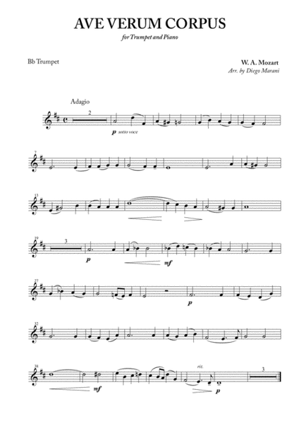 Ave Verum Corpus for Trumpet and Piano image number null