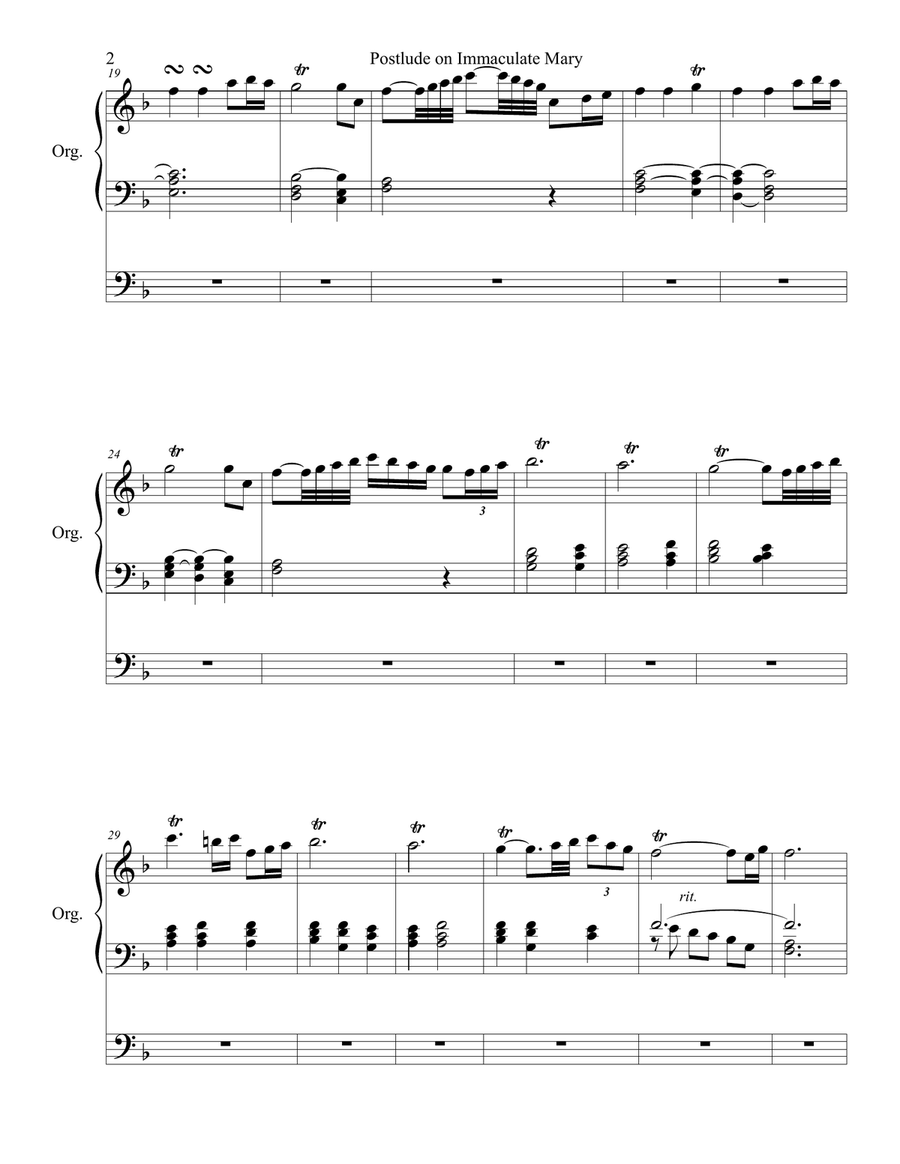 Postlude on Immaculate Mary Organ Solo scores gallery preview page 2