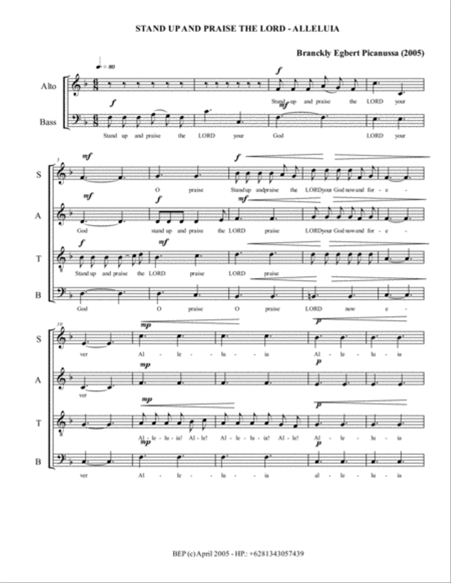 STAND UP AND PRAISE THE LORD - ALLELUIA 4-Part scores gallery preview page 1