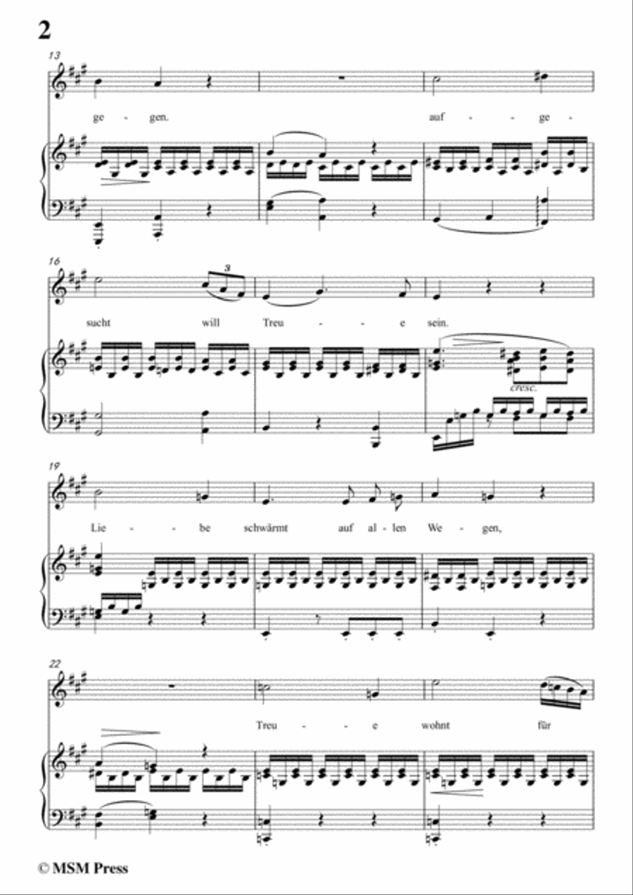 Schubert-Liebe schwärmt auf allen Wegen,in A Major Piano, Vocal scores gallery preview page 4