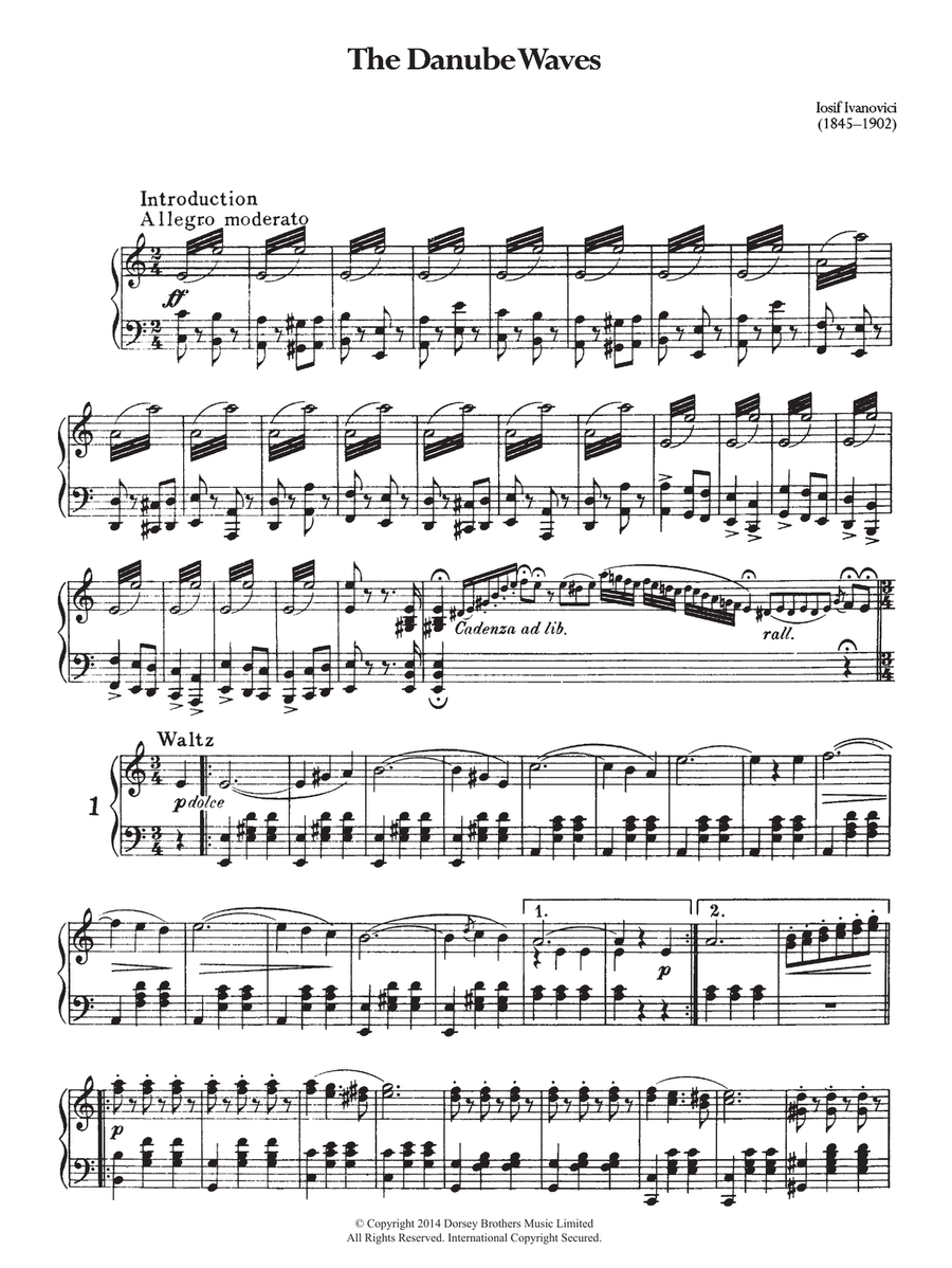 Danube Waves Piano Solo scores gallery preview page 1