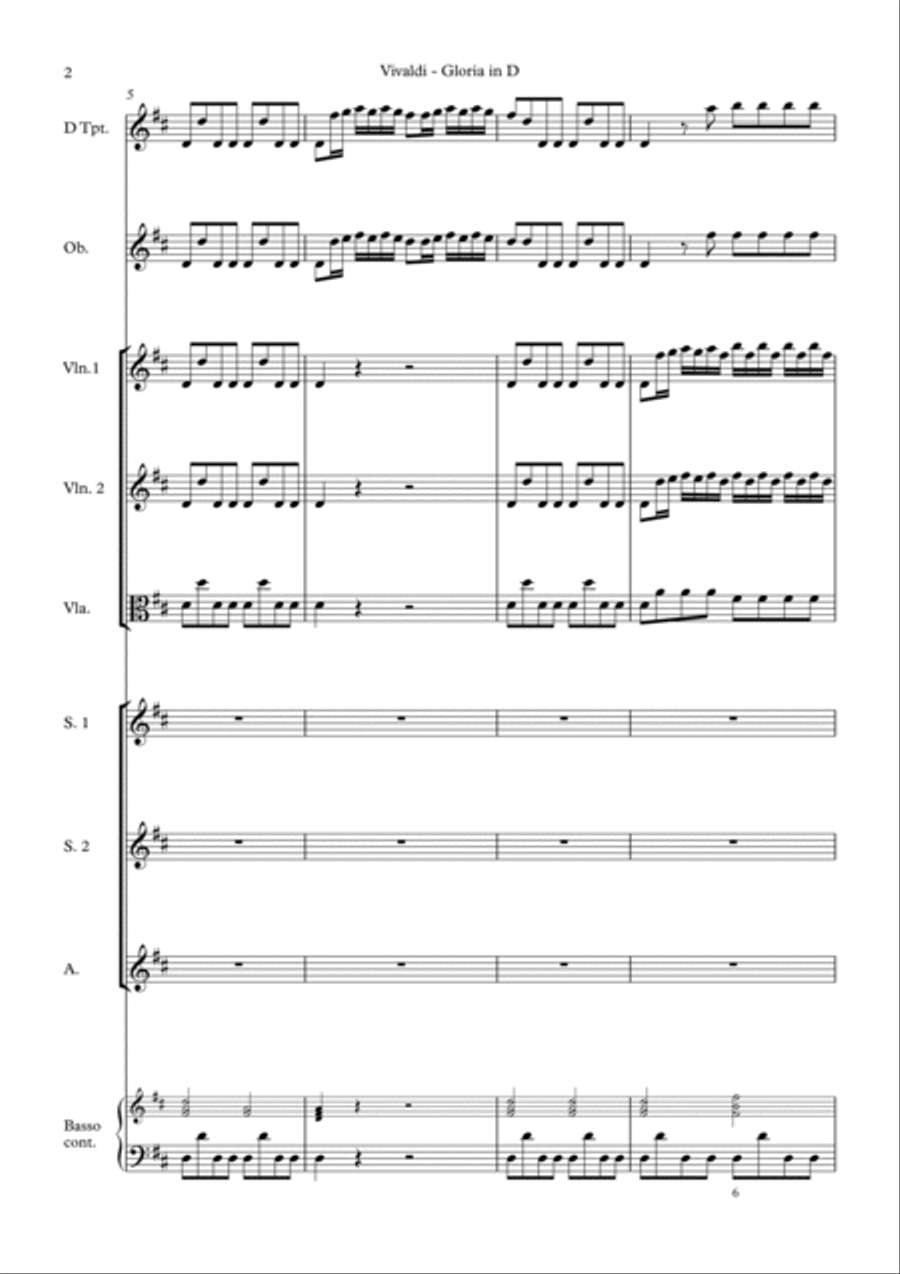 Vivaldi: Gloria in D major (SA soli, SSA choir edition) - Score Only SSA scores gallery preview page 4