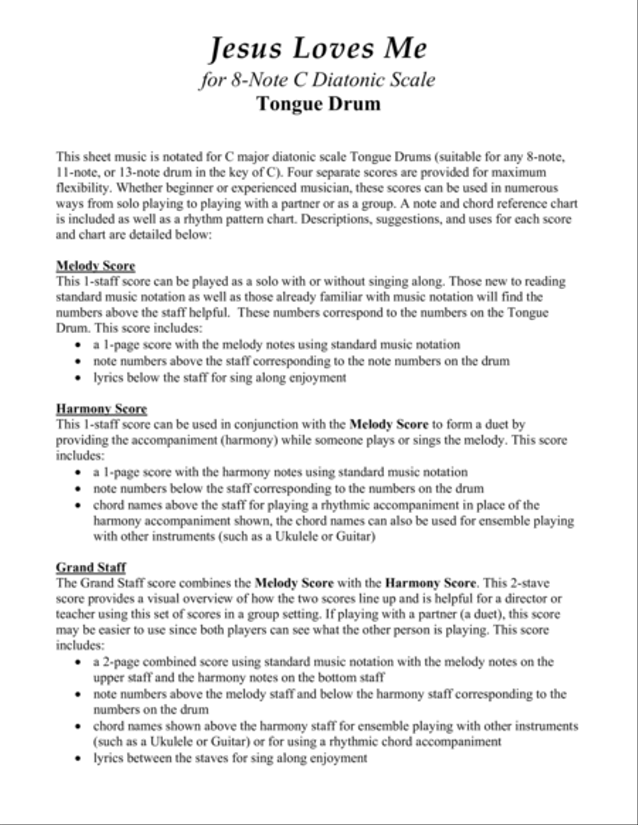 Jesus Loves Me (for 8-note C major diatonic scale Tongue Drum) image number null