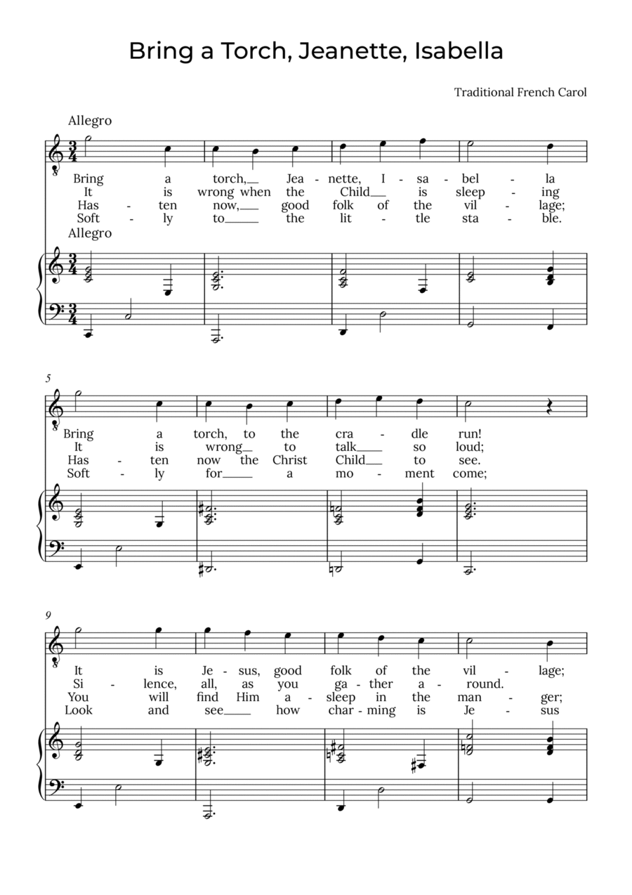 Bring a Torch, Isabella - Baritone in C, Jeanette Voice Solo scores gallery preview page 1