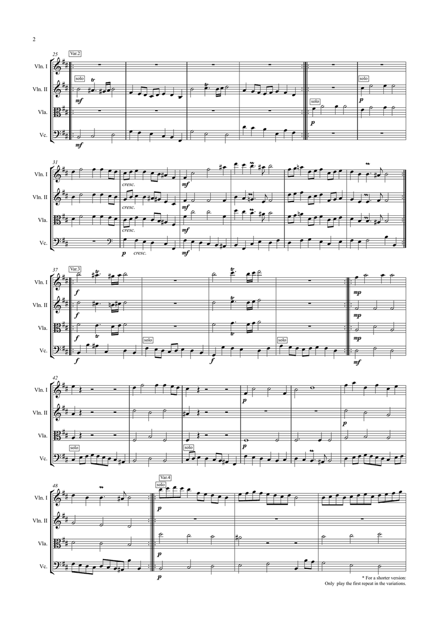 Mr Beveridge's Maggot (Theme and Variations) - string quartet String Quartet scores gallery preview page 2