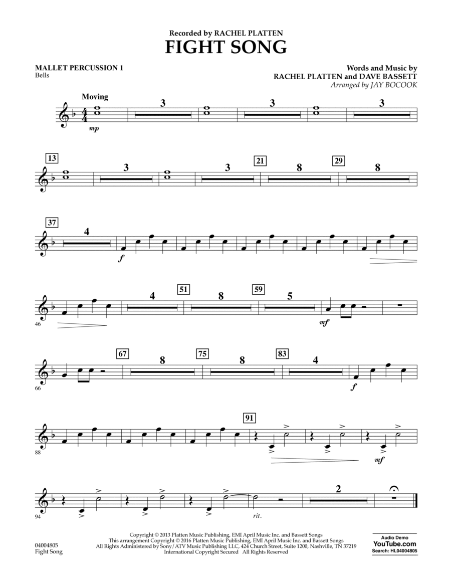 Fight Song - Mallet Percussion 1 Concert Band scores gallery preview page 1