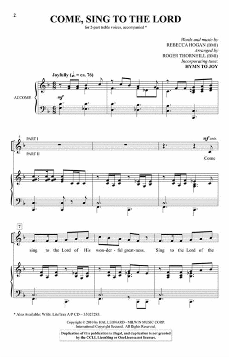 Come, Sing to the Lord 2-Part scores gallery preview page 2