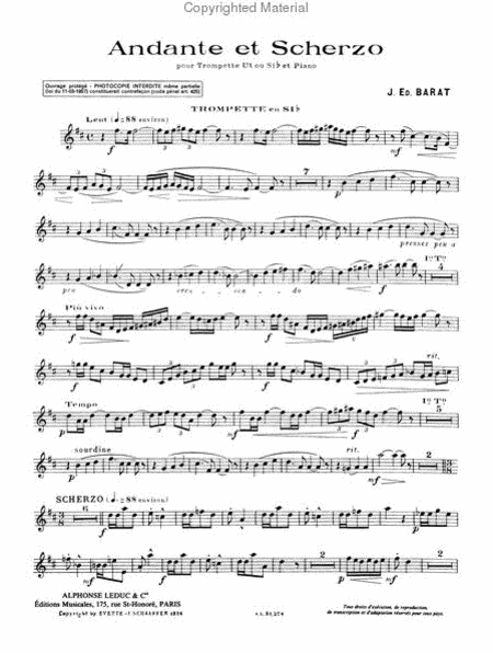 Andante et Scherzo - Trompette Ut ou Sib et Piano