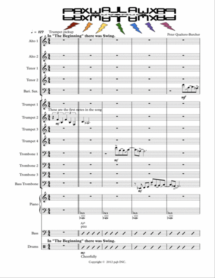 The Paxwalla Overture for Jazz Big Band Jazz Ensemble scores gallery preview page 1