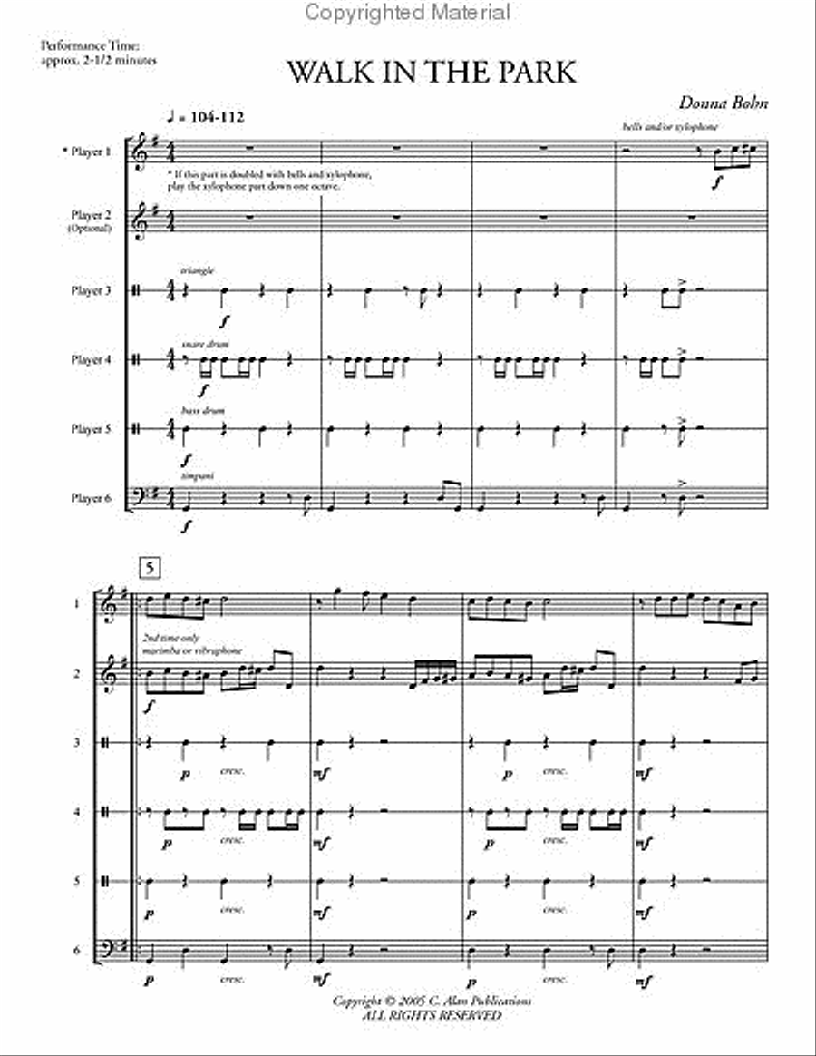 Walk in the Park Walk in the Park Percussion Ensemble scores gallery preview page 2