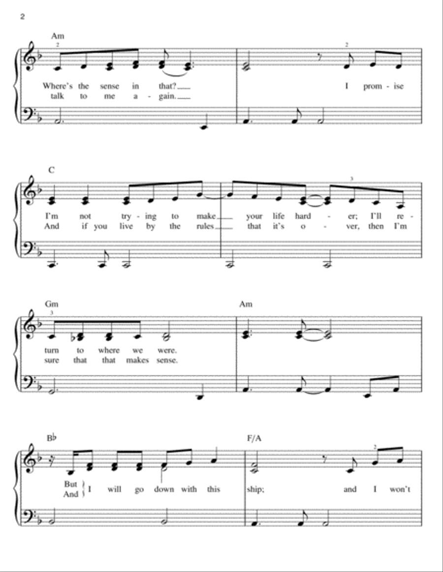 White Flag Easy Piano scores gallery preview page 2