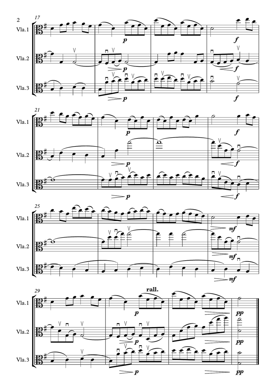 Bach - Musette - 3 Violas, Viola Trio, Viola Group Small Ensemble scores gallery preview page 2