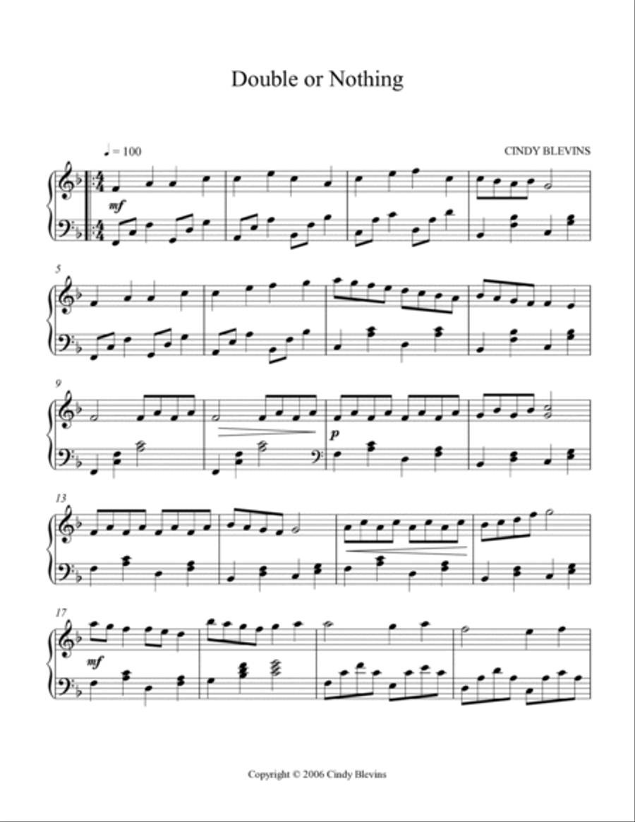 Double Or Nothing, original harp solo Harp scores gallery preview page 2