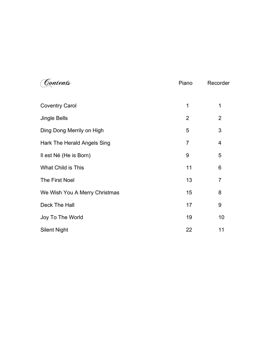 Christmas Duets for Recorder & Piano: 11 Traditional Carols image number null