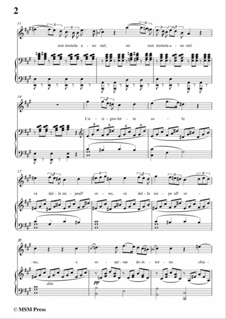 Schubert-Guarda,che bianca luna,in A Major,for Voice&Piano Voice scores gallery preview page 4