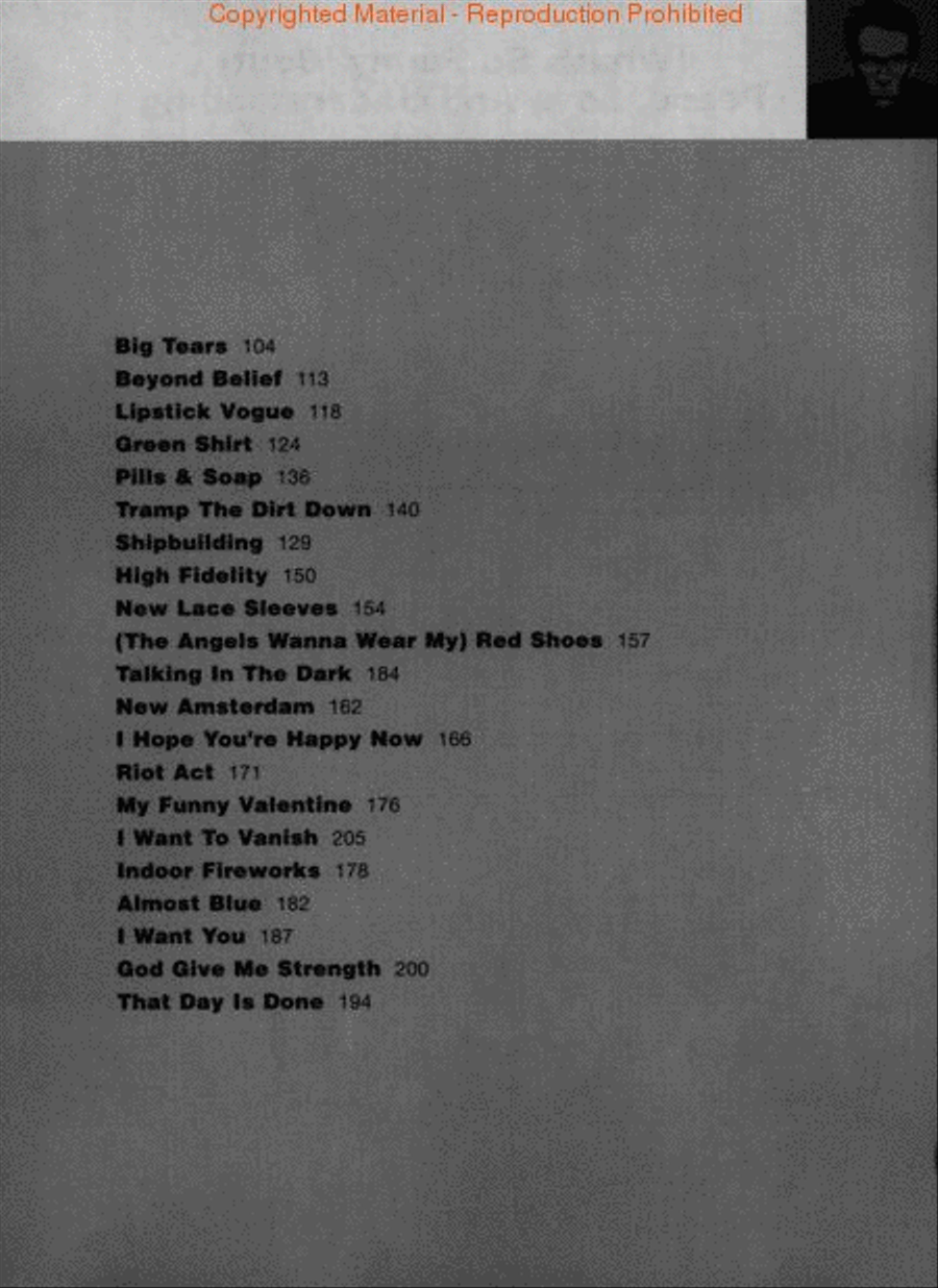 The Very Best of Elvis Costello Piano, Vocal, Guitar scores gallery preview page 3