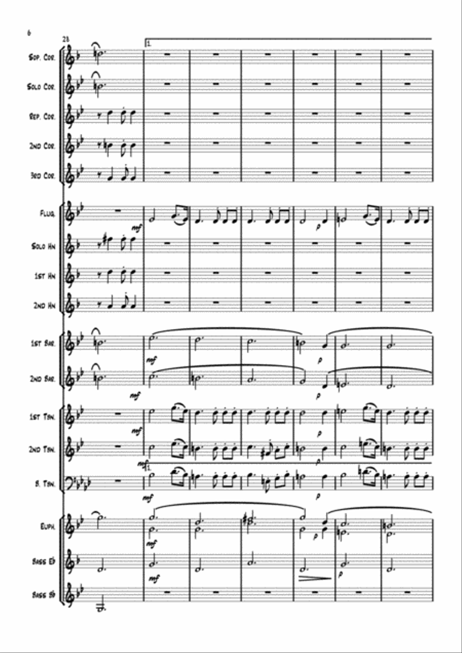 Schubert's Serenade in Dm. For Soprano Eb cornet and brass band. Brass Band scores gallery preview page 6