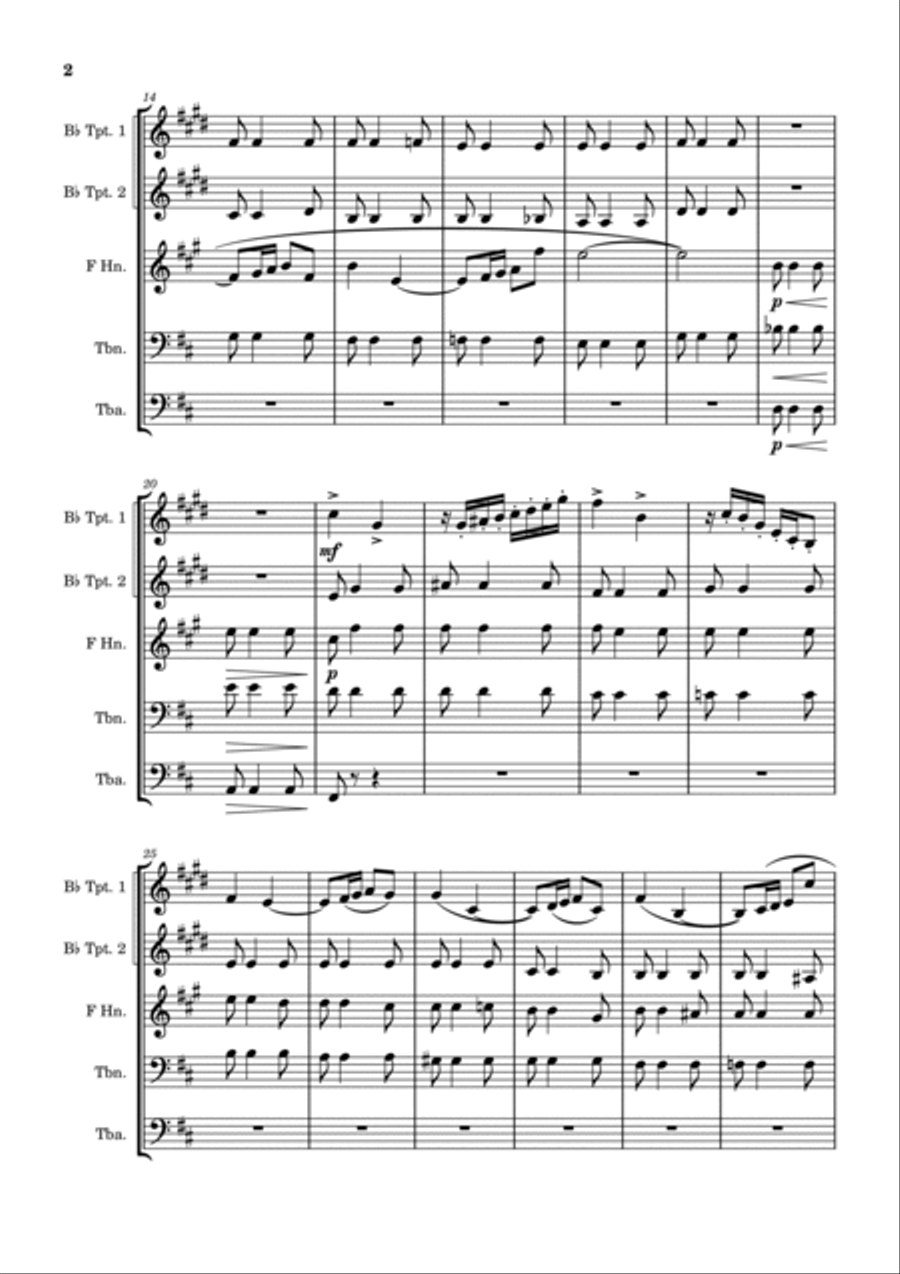 La Calinda - Frederick Delius - Brass Quintet Brass Quintet scores gallery preview page 2