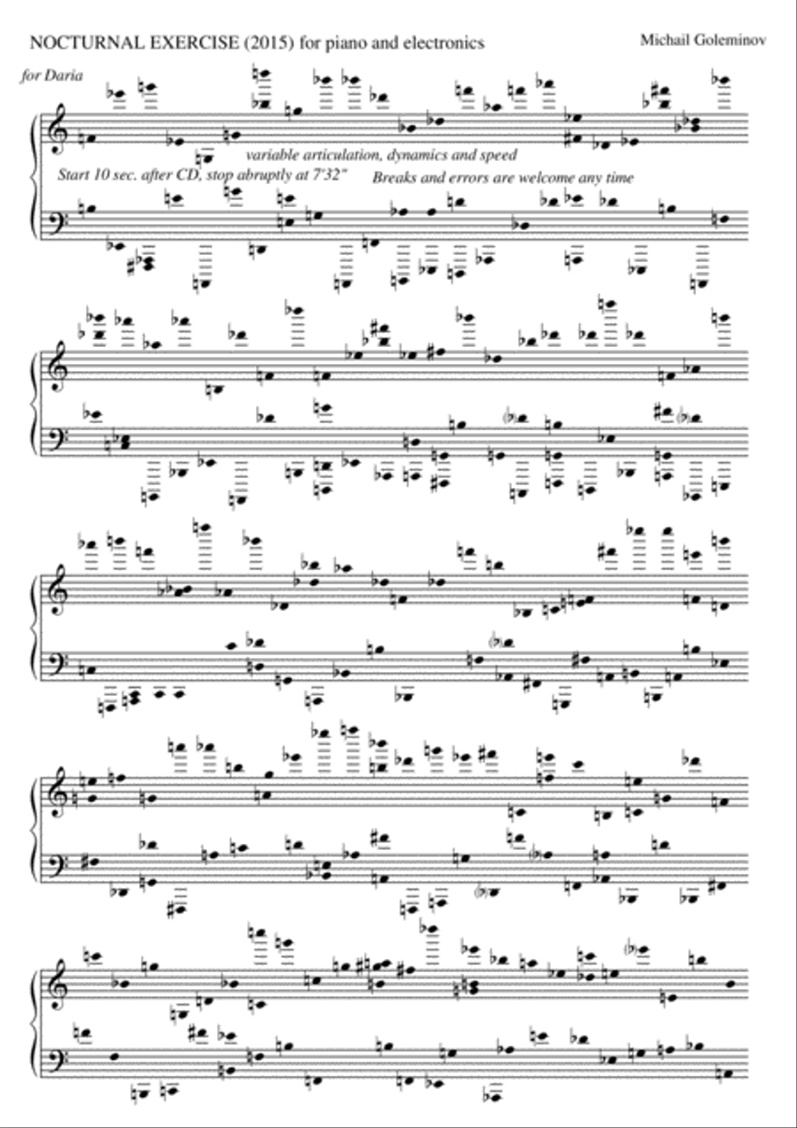 Nocturnal Exercise for piano and electronics Piano Method scores gallery preview page 1