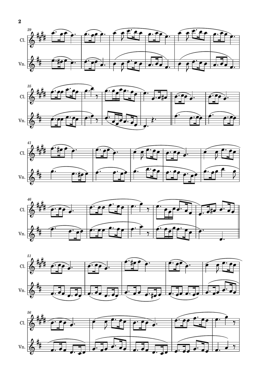 Silent Night - Arranged for Clarinet and Violin. Chamber Music scores gallery preview page 2