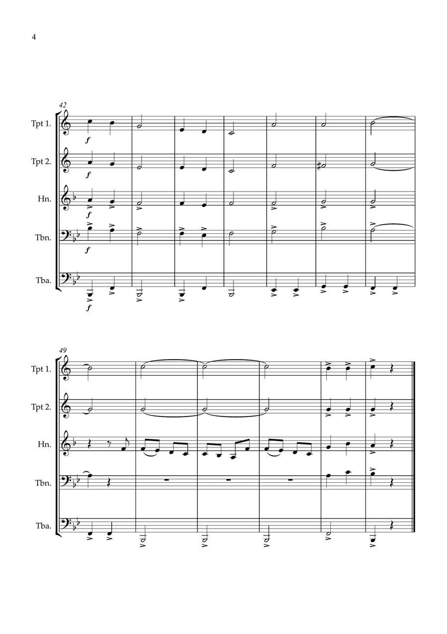 Joy To The World brass quintet easy intermediate Brass Quintet scores gallery preview page 4