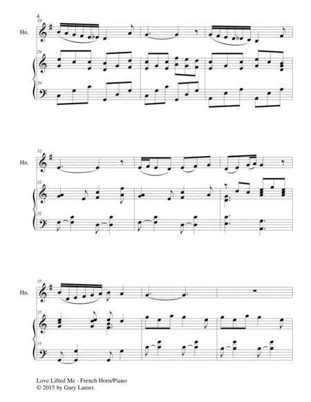 LOVE LIFTED ME (Duet – French Horn and Piano/Score and Parts) image number null
