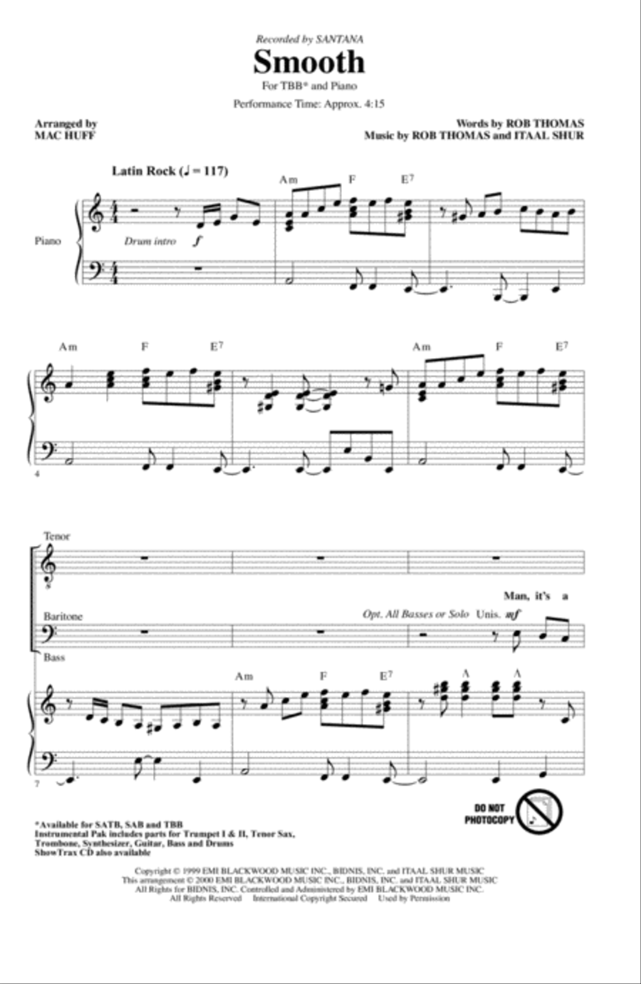 Smooth (arr. Mac Huff) 3-Part scores gallery preview page 1