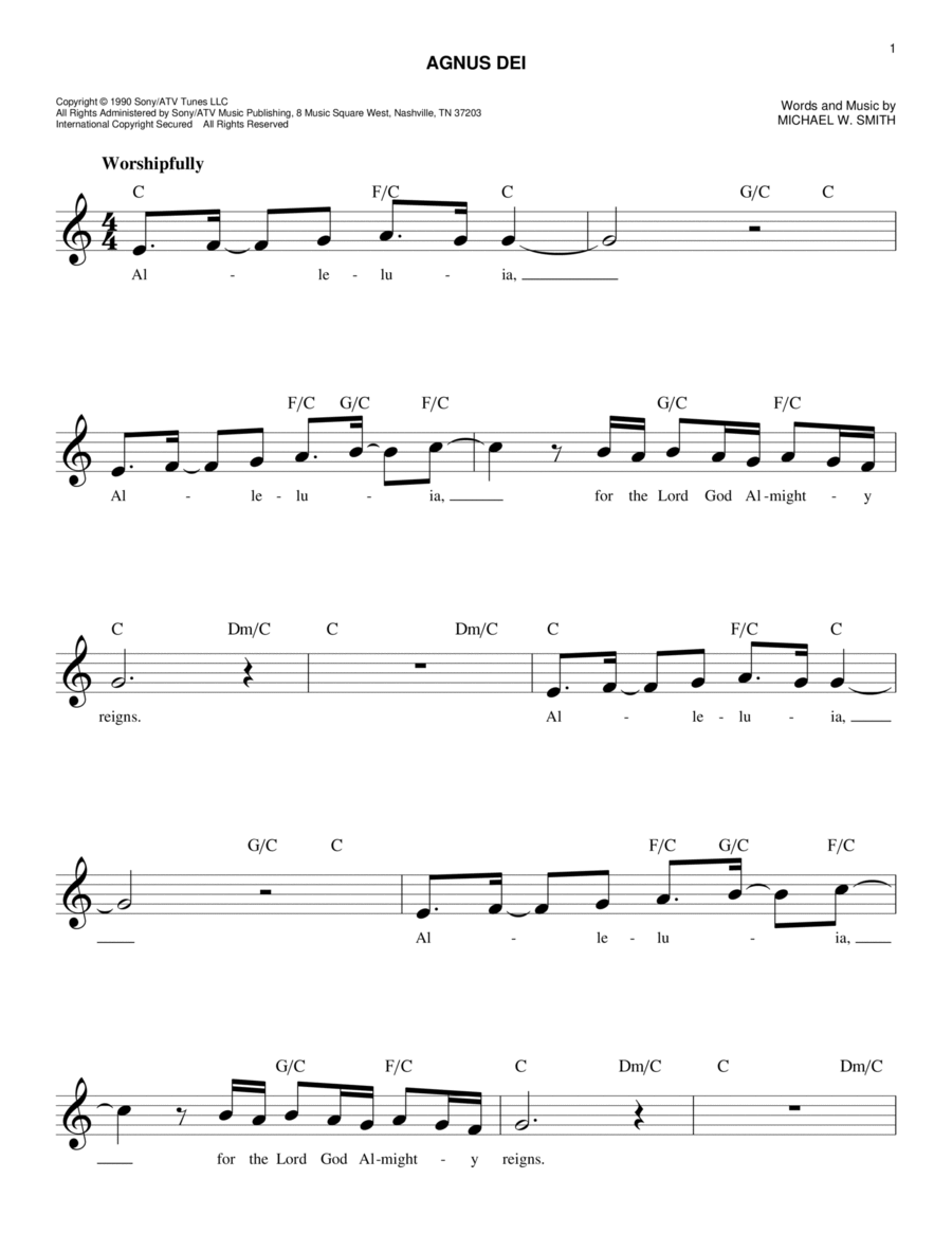 Agnus Dei Piano scores gallery preview page 1
