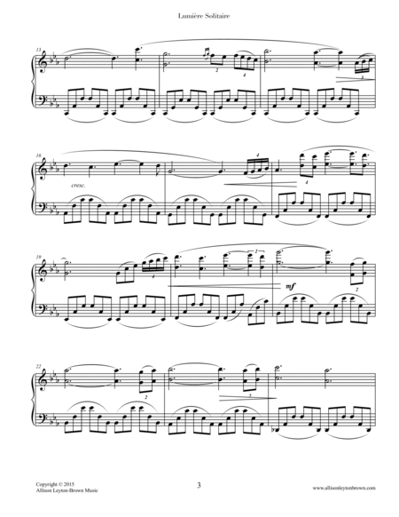Lumiere Solitaire - Romantic Piano Solo - by Allison Leyton-Brown Piano Solo - Digital Sheet Music