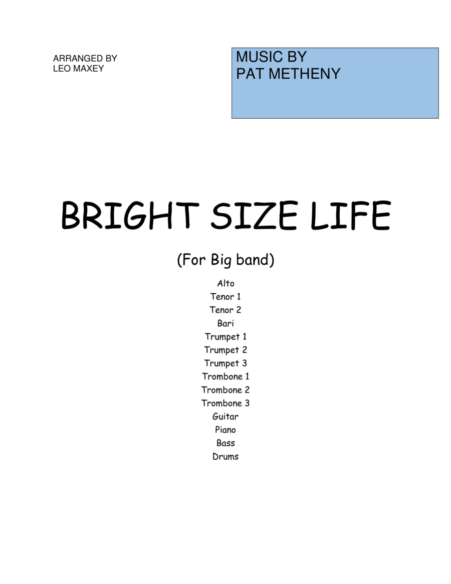 Bright Size Life Jazz Ensemble scores gallery preview page 1