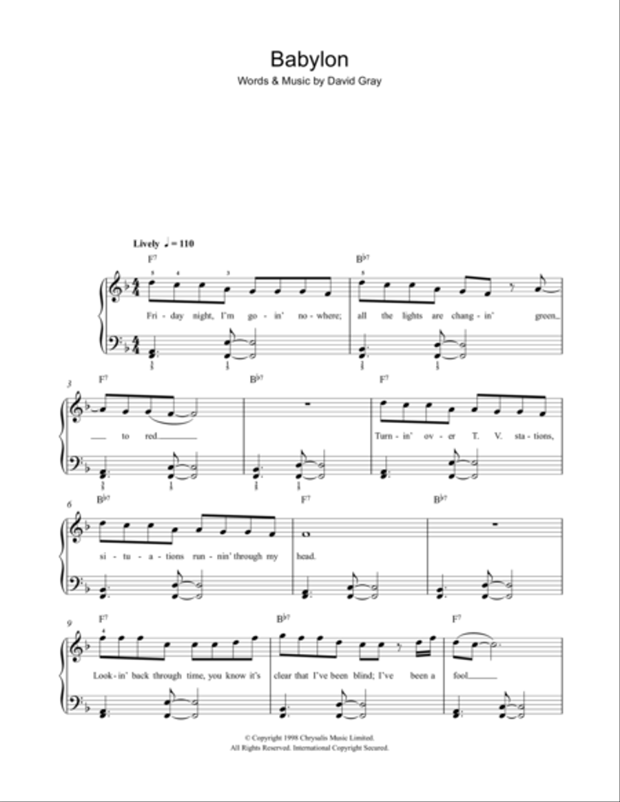 Babylon Babylon Easy Piano scores gallery preview page 1