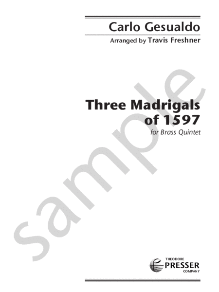 Three Madrigals Of 1597