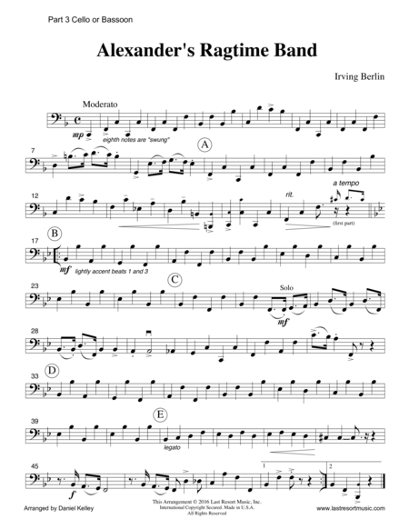 Alexander's Ragtime Band for Woodwind, String, or Piano Trio