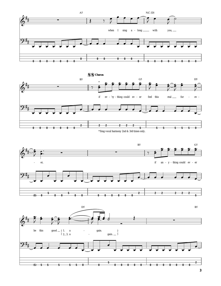 Everlong Bass Guitar Tablature scores gallery preview page 3