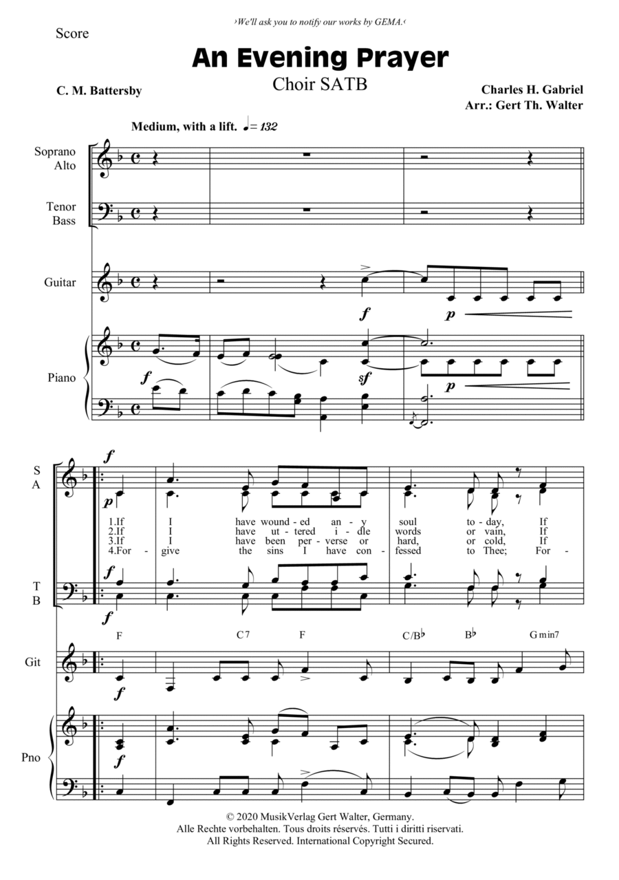 An Evening Prayer An Evening Prayer 4-Part scores gallery preview page 1