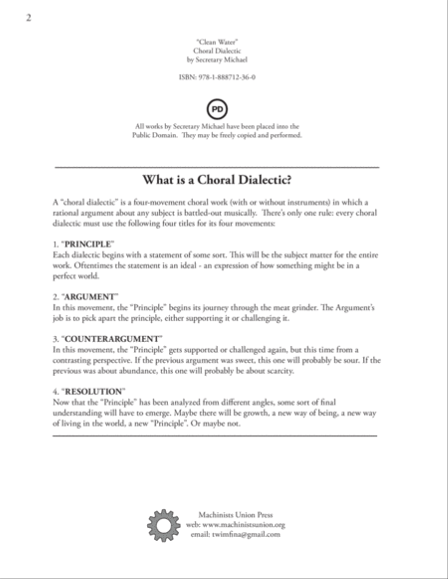 Clean Water: A Choral Dialectic for Unaccompanied SATB Choir 4-Part scores gallery preview page 2