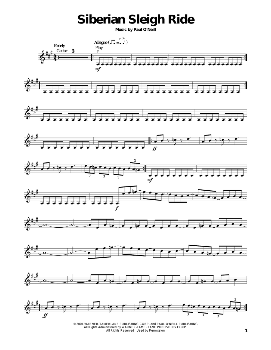 Siberian Sleigh Ride Violin Solo scores gallery preview page 1