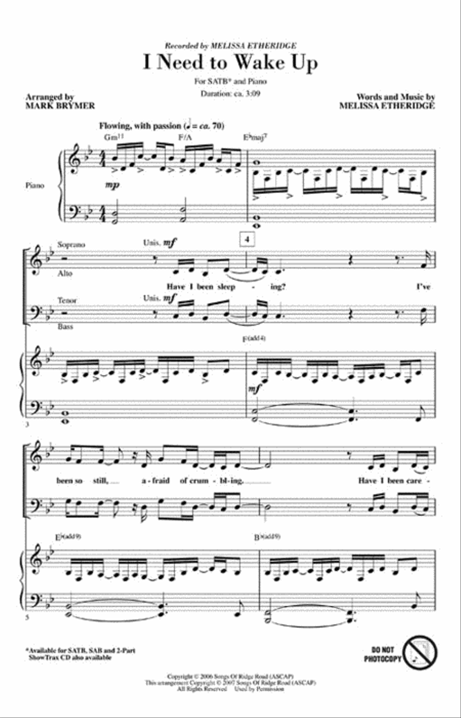 I Need to Wake Up Choir scores gallery preview page 2