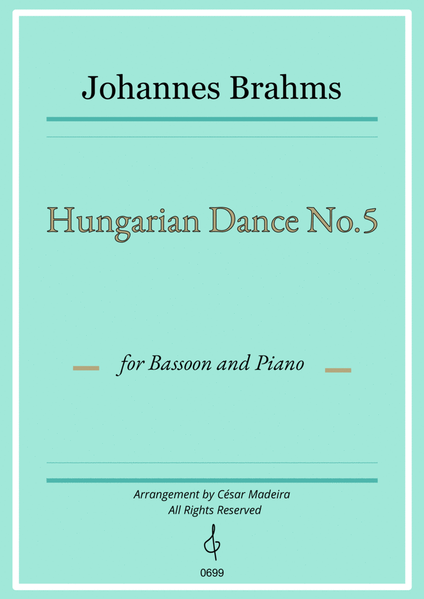 Hungarian Dance No.5 by Brahms - Bassoon and Piano (Full Score) image number null