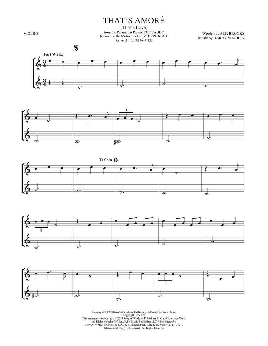 That's Amore (That's Love) String Duet scores gallery preview page 1