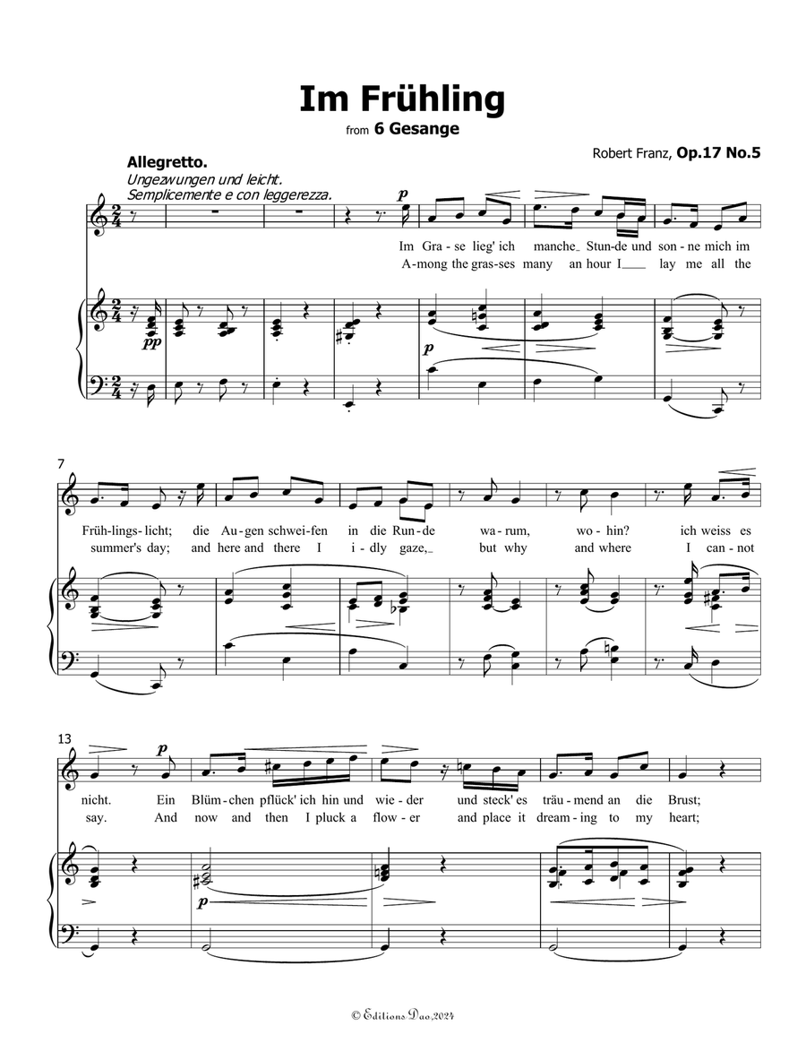 Im Fruhling, by Robert Franz, in C Major Voice scores gallery preview page 3