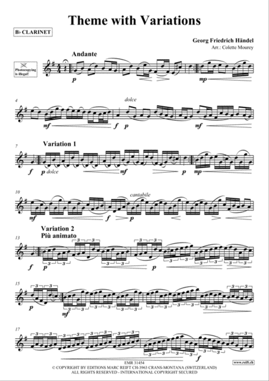 Theme with Variations Theme with Variations Clarinet Solo scores gallery preview page 2