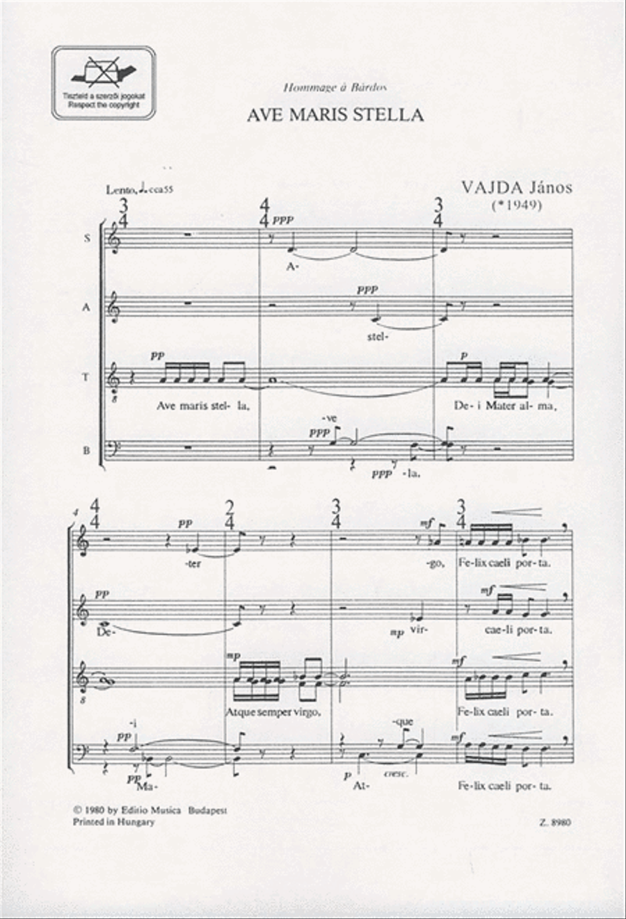 Ave Maris Stella Hommage A Lajos Bardos A Cappella scores gallery preview page 2