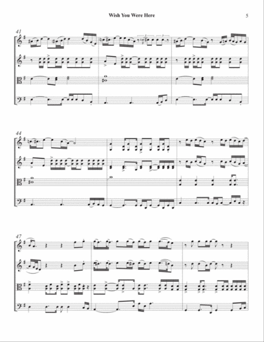 Wish You Were Here String Quartet scores gallery preview page 5