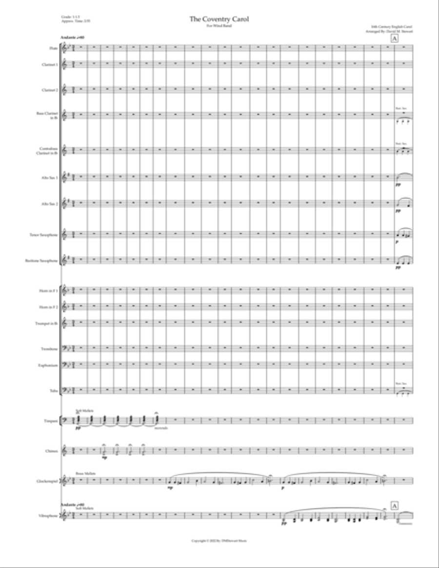 The Coventry Carol - Score Only Concert Band scores gallery preview page 2