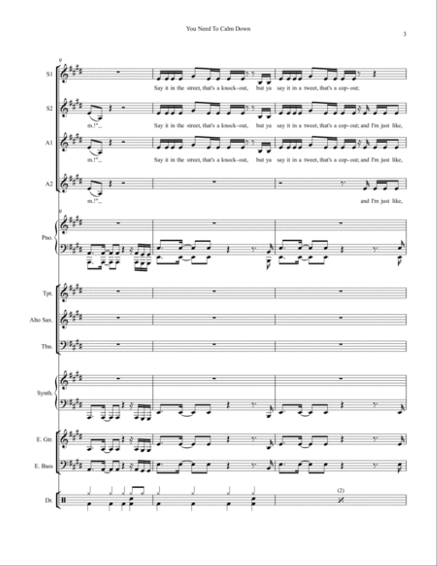 You Need To Calm Down Large Ensemble scores gallery preview page 3