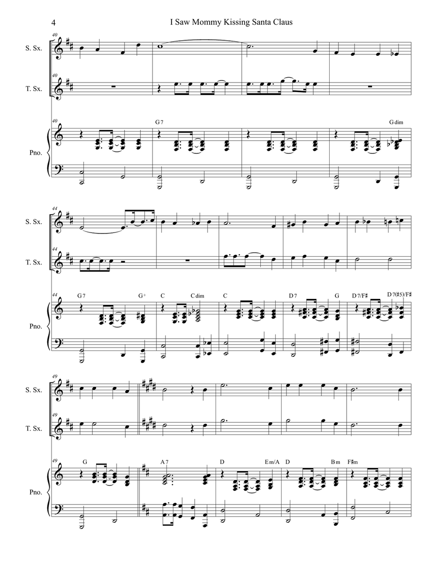 I Saw Mommy Kissing Santa Claus Tenor Saxophone scores gallery preview page 4
