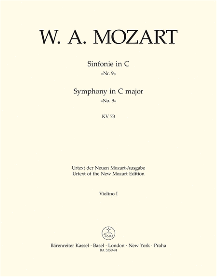 Symphony, No. 9 C major, KV 73(75a) Violin scores gallery preview page 1