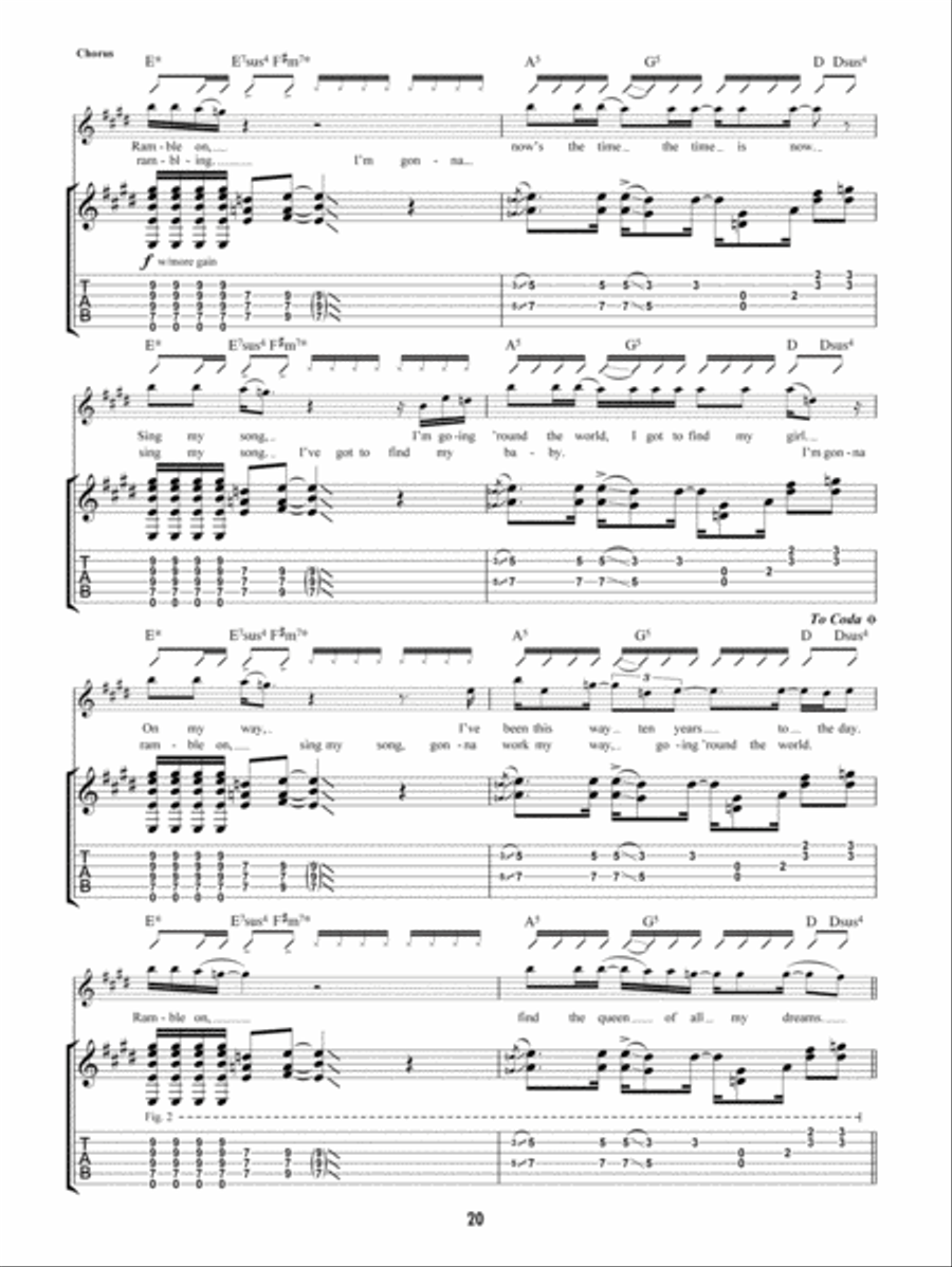 Ramble On Guitar Tablature scores gallery preview page 4
